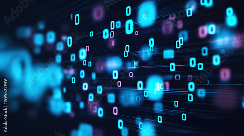 Futuristic Binary Code Wave on Abstract Minimal Background – Digital Data Flow, Cyber Technology Concept, Space for Design, Tech Innovation Visualization