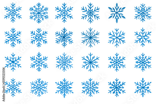 Vector Snowflakes Set – Decorative Winter Snowflake Collection on White Background