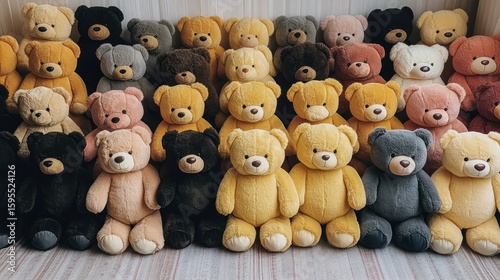 Adorable Collection of Plush Teddy Bears in Various Colors and Sizes