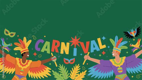 Two dancers in colorful costumes celebrate Carnival