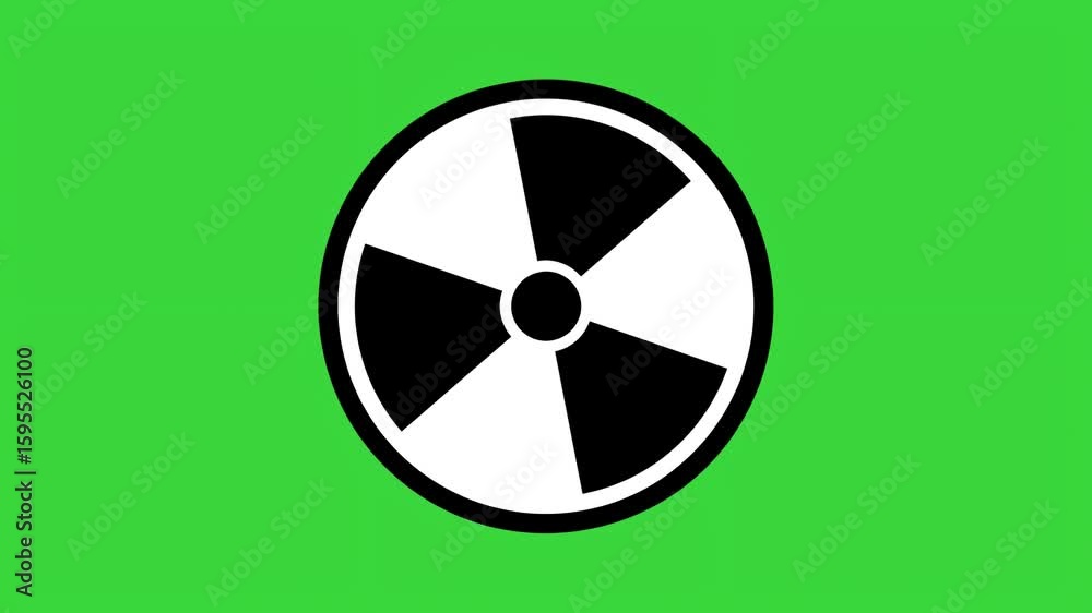 Rotating Radiation Warning Sign Animation on Green Screen, 4K Hazard Symbol Icon for Nuclear Safety, Science, and Video Editing Use.
Rotating Radiation Warning Sign Animation on Green Screen, 4K Hazard Symbol Icon for Nuclear Safety, Science, and Video Editing Use.