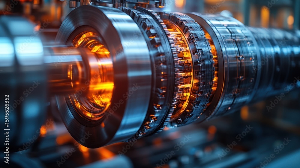 Fototapeta premium A close up of a machine with a large metal object in the background