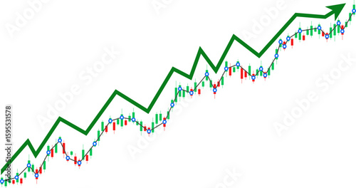 Stock market illustration on isolated background, flat vector illustration