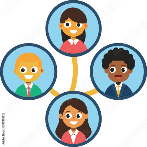 Diverse team network connecting people in business collaboration and social connections
