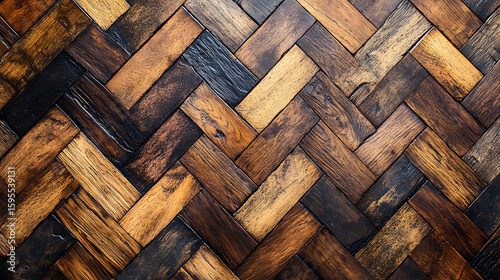 Herringbone Pattern Dark Brown Wood Flooring Texture