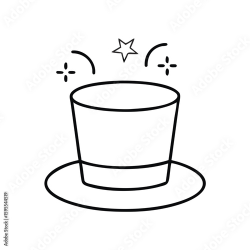 Magic show top hat with sparkling stars and effects