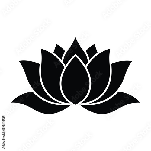 Elegant black silhouette of a lotus flower