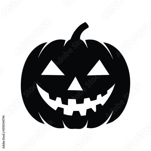 Classic black silhouette of a spooky halloween jack o lantern