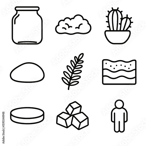 Terrarium charcoal glass icons marks vector detailed set icon no cyrillic small