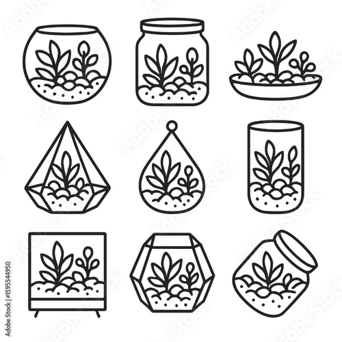 Bubbles terrarium pyramid icon characters collection open per captions numbers vector slanted