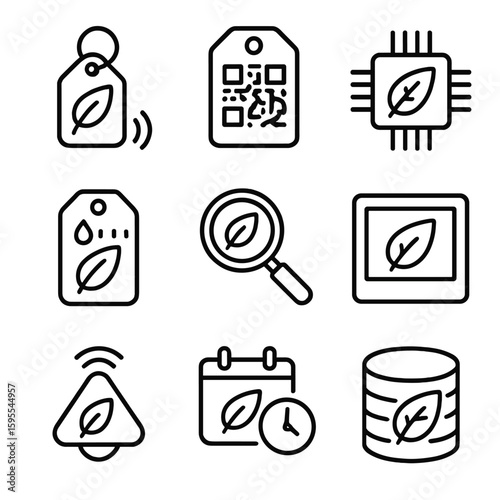 No tag grid detailed botanical icon emojis vector database transparent equally