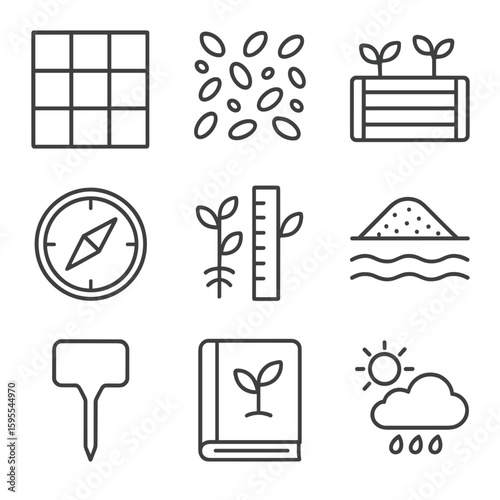 Layout transparent isolated modern equally icons vector no garden per icon uniform