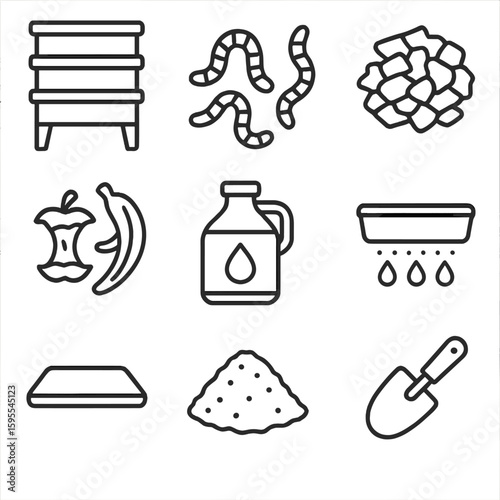 Grid cyrillic icons numbers typography worm red vector composting no icon castings