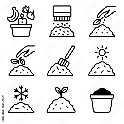 Icon material set composting transparent no any vector shredding modern equally