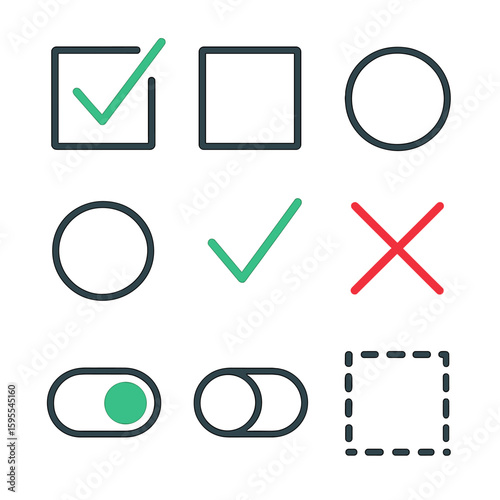 Spaced icon vector bubbles icons per box no set survey toggle collection