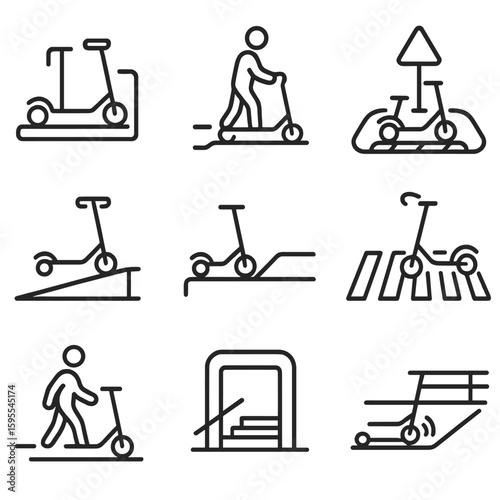 Labels icons island scooter entry vector lane set icon underground no chinese