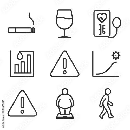 Icons risk chart no unhealthy icon modern transparent vector marks high health