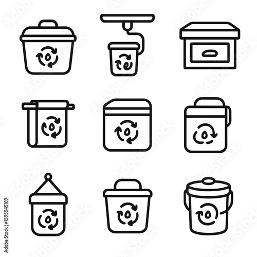 Countertop vector bin icon no cyrillic icons detailed punctuation compost bubbles