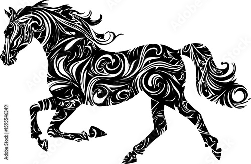 abstract pattern design of running horse silhouette