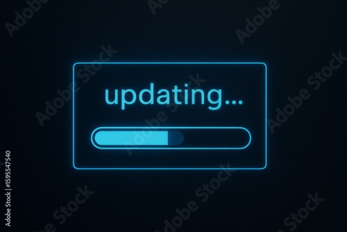 Technology and system update concept with glowing progress bar showing active installation process