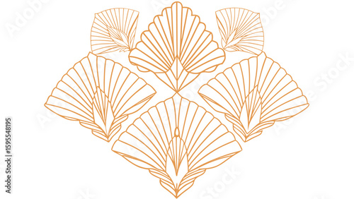 Decorative art deco fan pattern in soft peach color  
