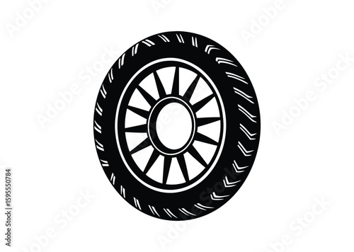 Tire Silhouette black Vector white Background
