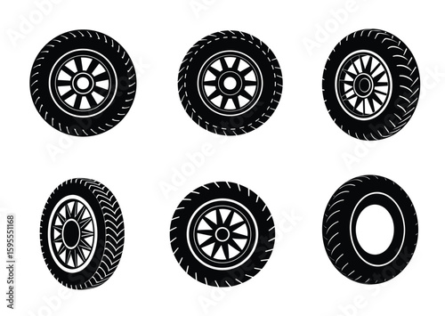Tire Silhouette Vector Set