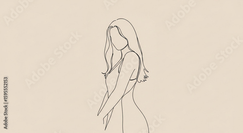 One line drawing woman minimalist art female figure outline sketch design art