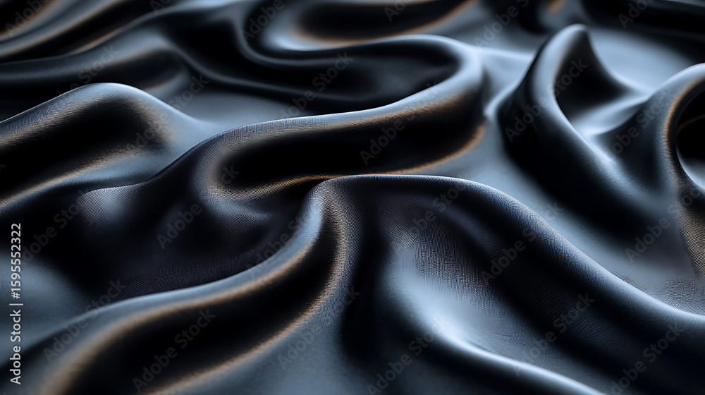Fototapeta premium Abstract Draped Dark Gray Silk Fabric Texture Background