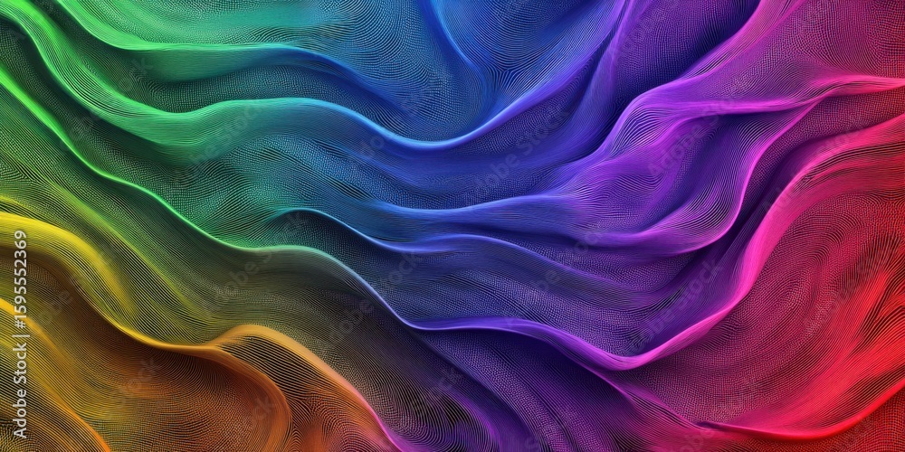Obraz premium Colorful abstract waves on a rainbow flag background