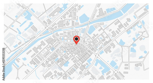 City map with location pin, vector illustration for navigation and travel use