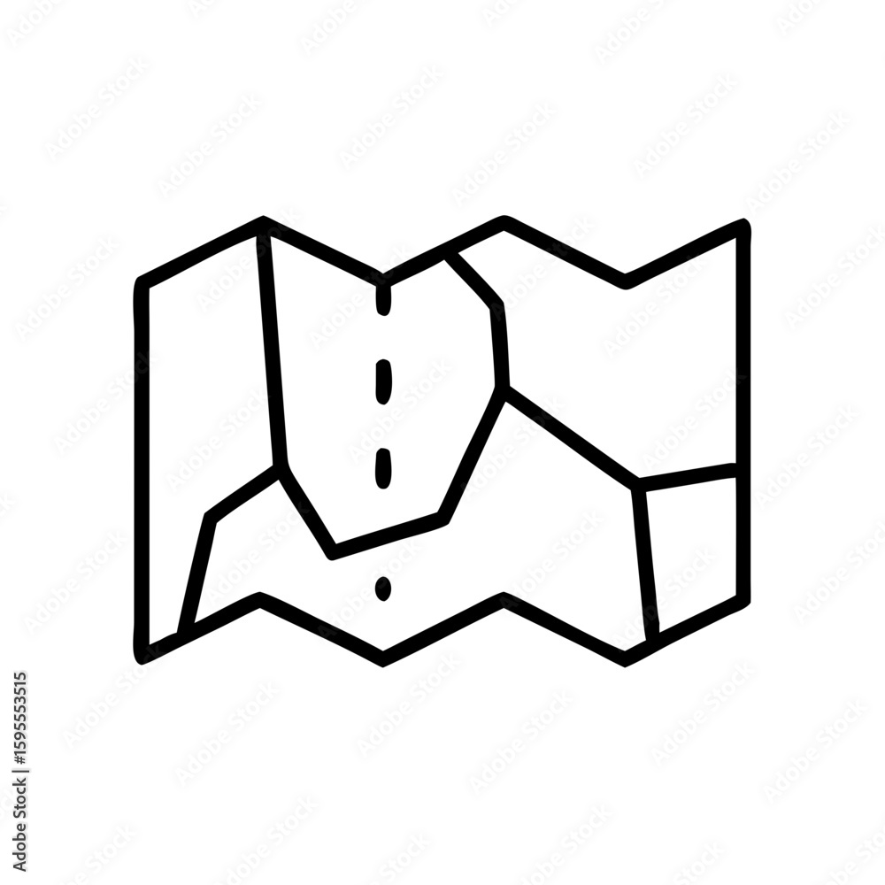 Abstract representation of a folded map icon design  