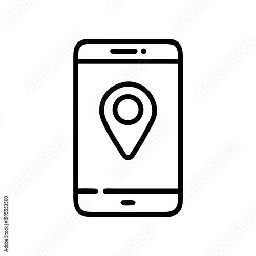 Smartphone displaying location pin icon for navigation concept  