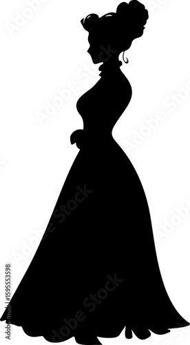 silhouette of a woman in victorian dress