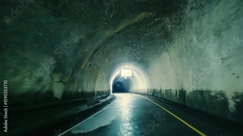 Mysterious underground passage with illuminated pathway creating depth and dramatic atmosphere perfect for cinematic and architectural projects