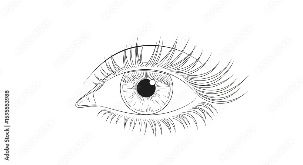 Fototapeta premium Eye drawing tutorial how to draw an eye easy step by step eye illustration