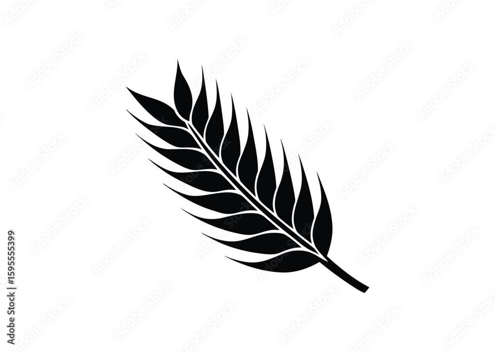Fototapeta premium Agriculture wheat ear Silhouette black Vector white Background