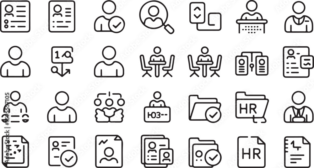 Fototapeta premium Collection of human resources and business icons people profile