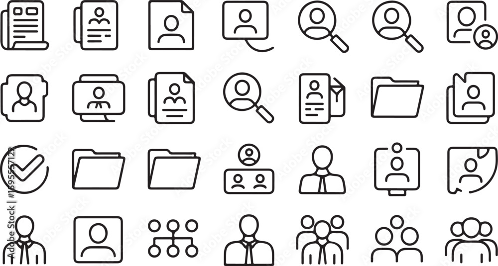 Fototapeta premium Collection of human resource and business icons profile