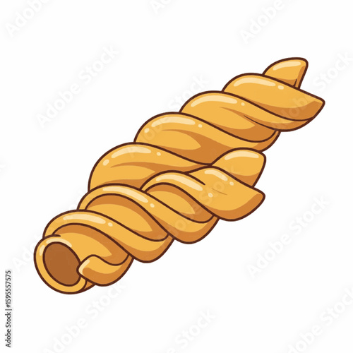 Fusilli pasta – long twisted pasta illustration in classic orange-gold vector


