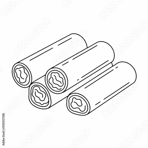 Cannelloni pasta – outlined tube-shaped pasta in detailed linear illustration

