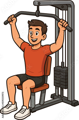 Cartoon Man Doing Different Gym Exercises and Workout Routines cartoon illustrations stickers