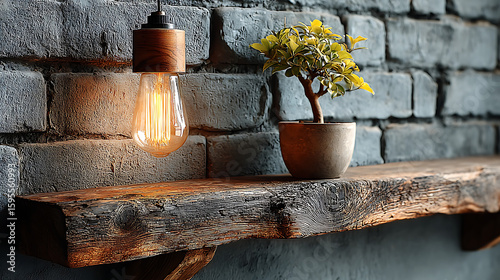 old wooden table with bonsai