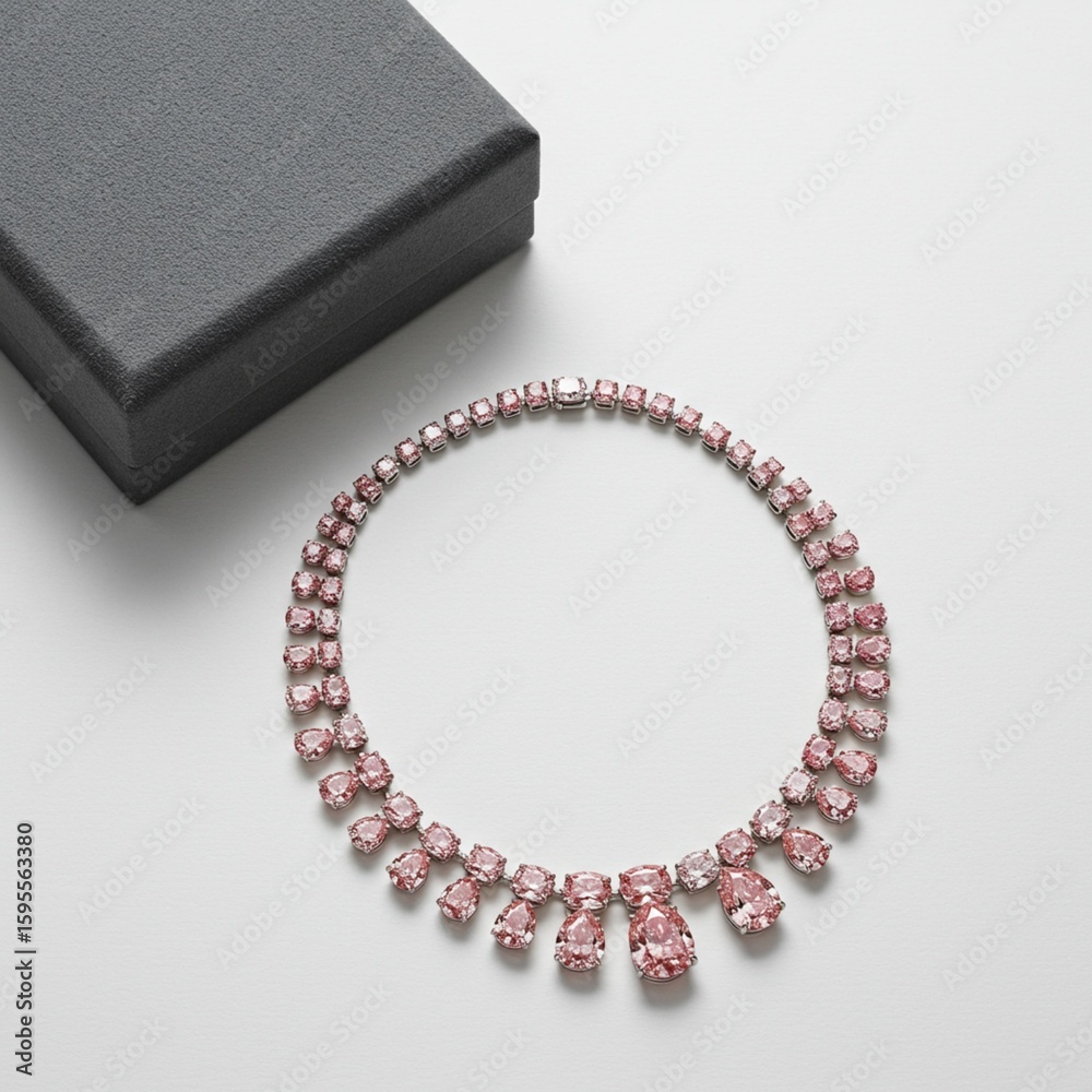 Rare Pink Diamond Necklace on White Rare Pink Diamond Necklace on White