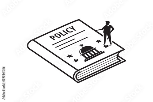 Policy vector silhouette on white background.02