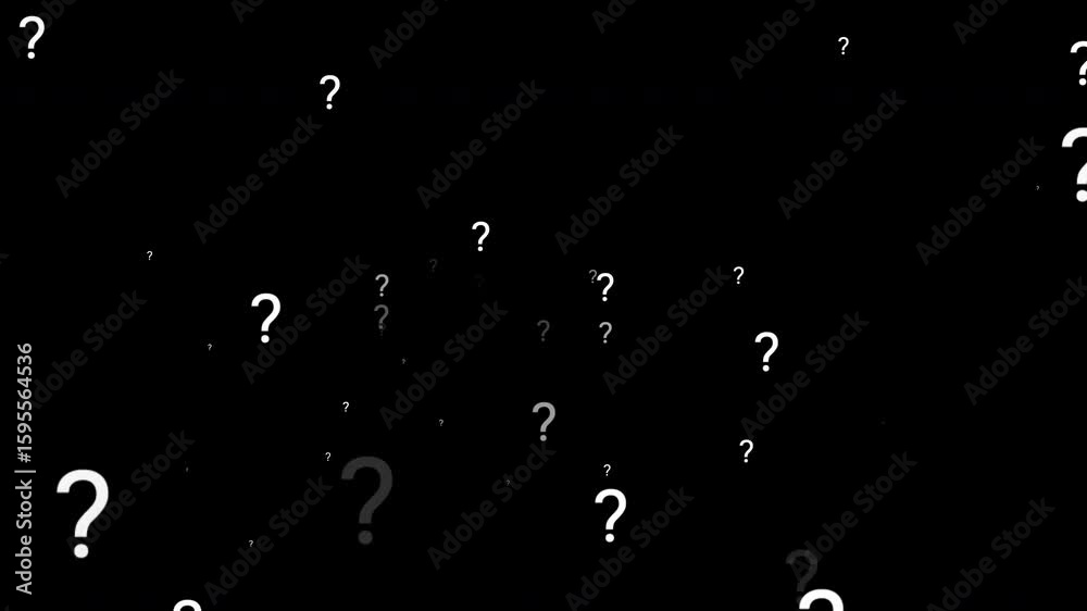 Question mark overlay animation growing randomly from center with alpha matte. 4K animated for motion graphics, overlays, video editing, infographics, and explainer.
