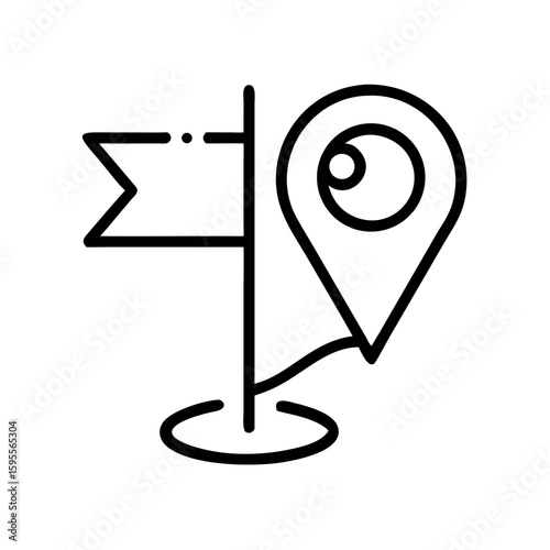 Flag marking a location with a map pin symbolizing navigation  
