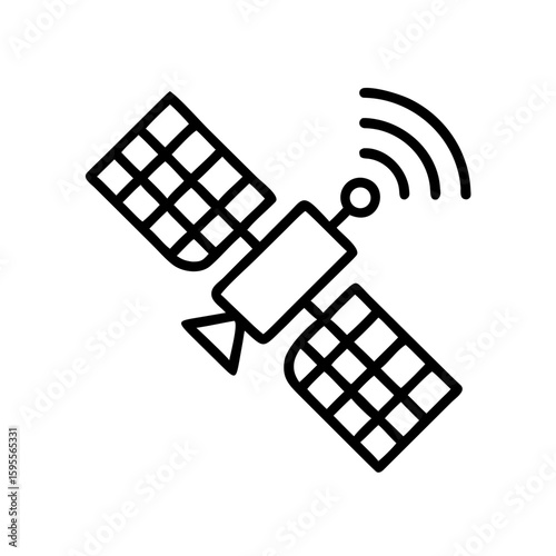 Satellite icon in minimalist design with signal waves  