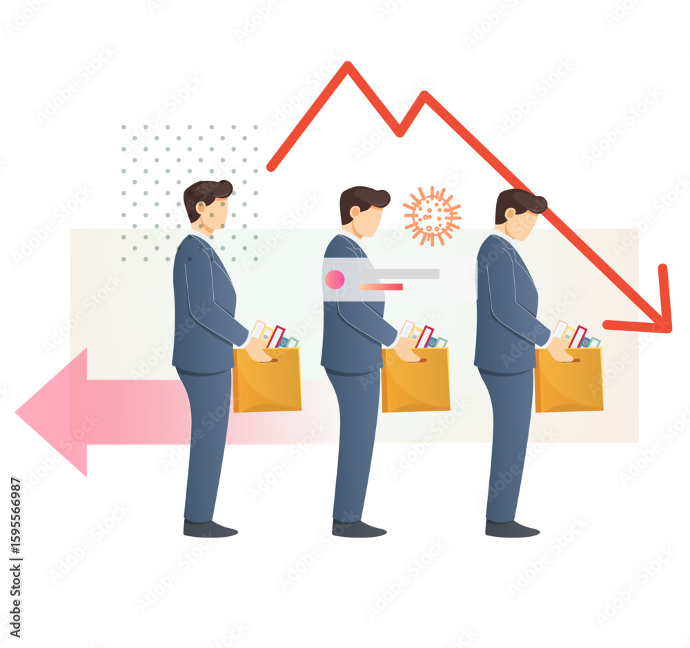 Mass Lay Off - Loss of Job - Employee moving out - Illustration Mass Lay Off - Loss of Job - Employee moving out - Illustration