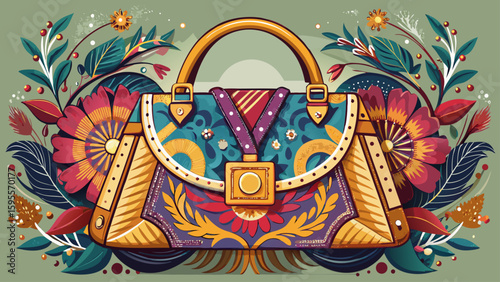 A luxury women handbag design made of cloth.
